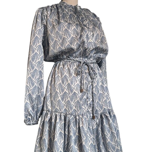 Bishop & Young Cameron Blue Tiered Womens Leaf Print Mini Dress | Size Small - Picture 4 of 6